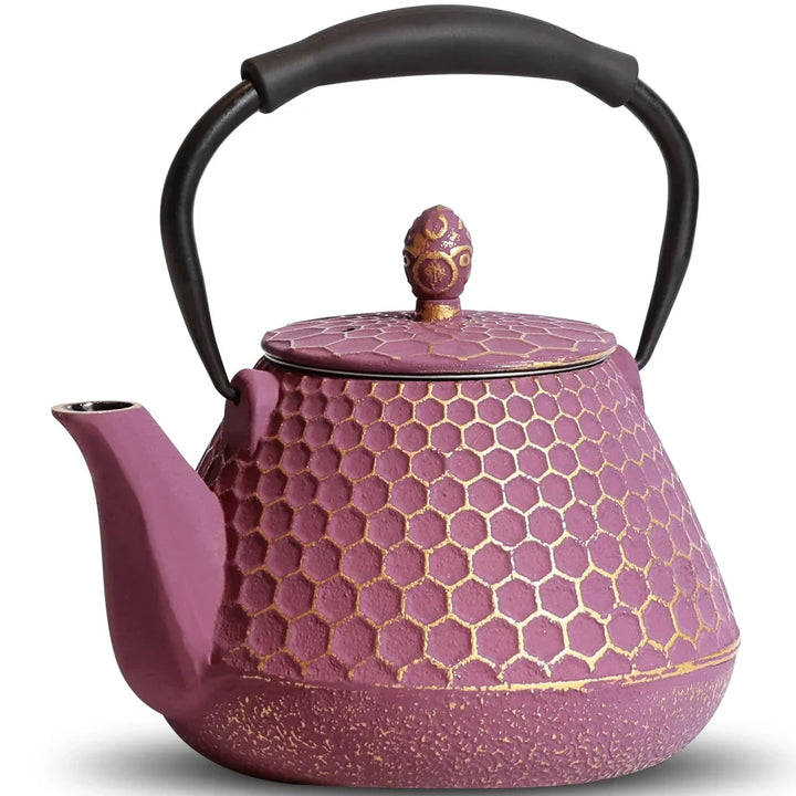 Antique Japanese Cast Iron Teapot - pink